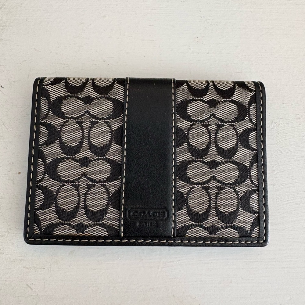 Coach Y2K leather and fabric black/grey signature 'C' wallet.